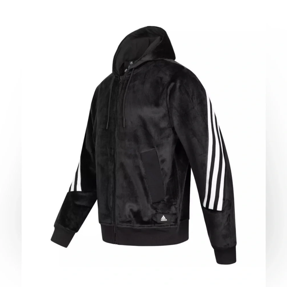 Men’s RARE Adidas NWT Medium Future Icons Ribbed Hoodie/Pants Velour Set - Picture 6 of 15